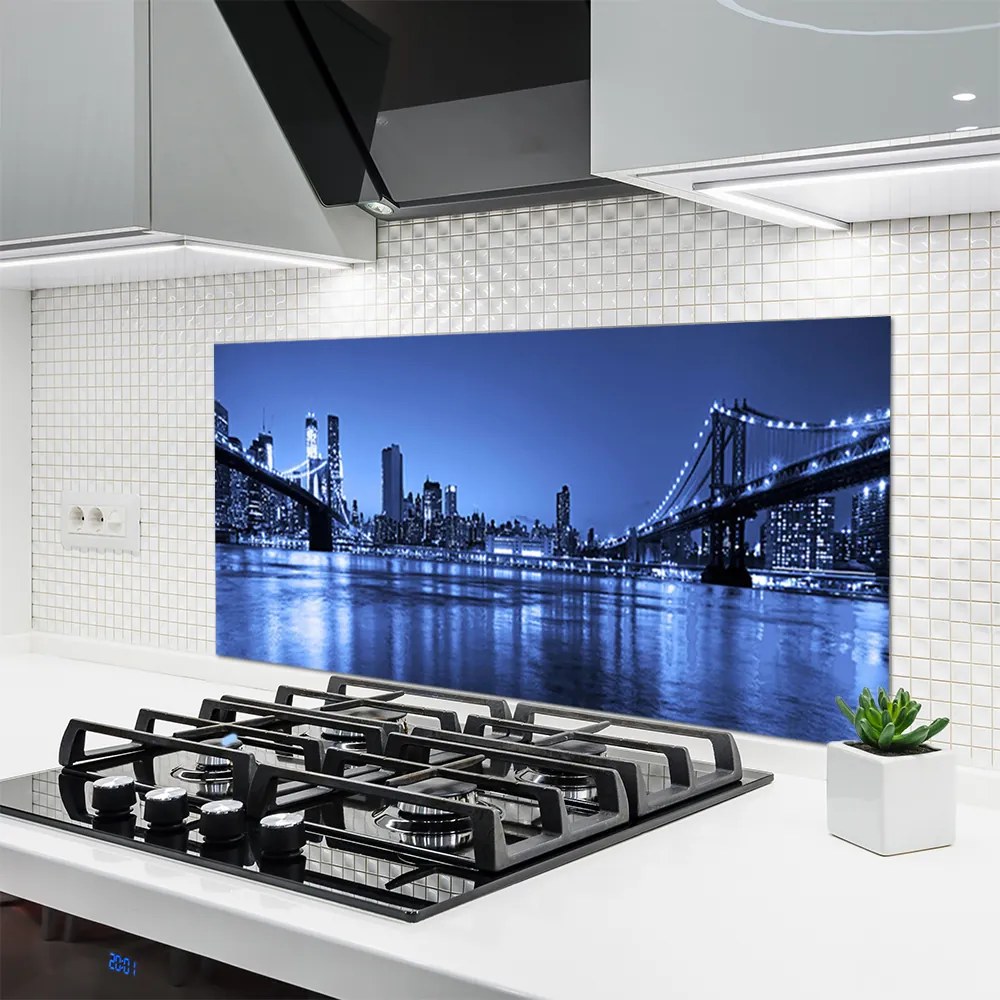 Panel Szklany Most nad Wieczornym Miastem