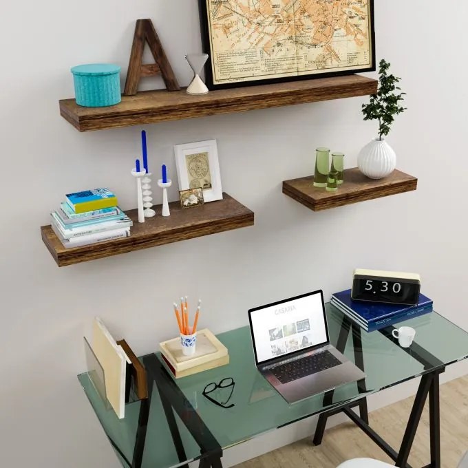 Casaria Półka ścienna FIGO+ z konsolą, 70cm, ciemny dąb
