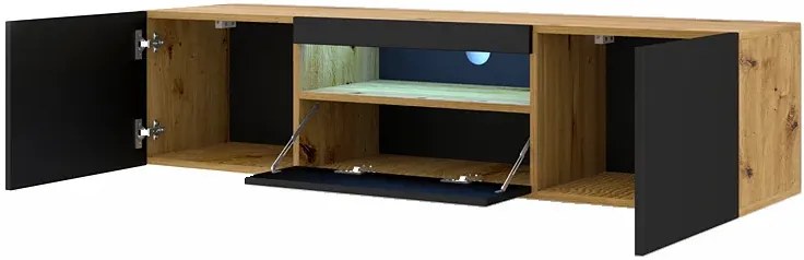 Szafka rtv stojąca lub wisząca dąb artisan + czarny - Talmis 3X