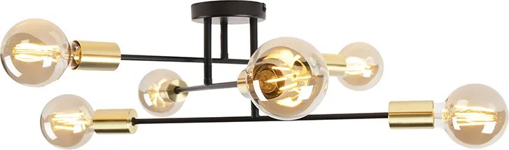 Industrialna lampa sufitowa czarna ze złotem 6 świateł - Sydney