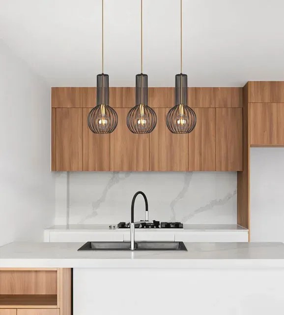 Czarno-złota loftowa lampa wisząca nad stół - 3X S135 L0-F74