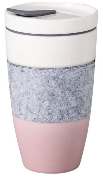 Różowo-biały porcelanowy kubek podróżny Villeroy &amp; Boch Like To Go, 350 ml