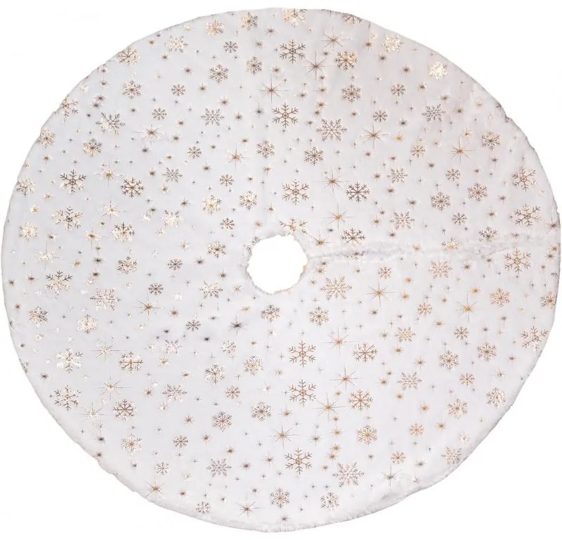 Mata pod choinkę GOLD STARS 122 cm, biała