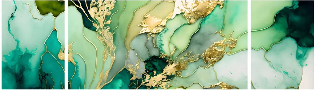 Obraz - Zielona abstrakcja (170x50 cm)
