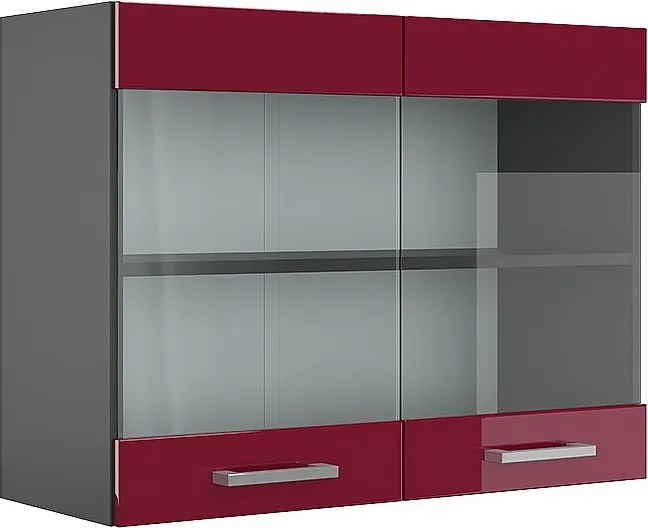 Szklana szafka kuchenna czerwony połysk 80x31x60 r-line