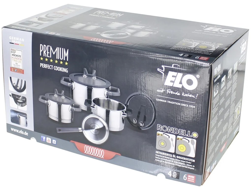 Elo 30004 Premium 4-częściowy zestaw garnków zestali nierdzewnej Rondello