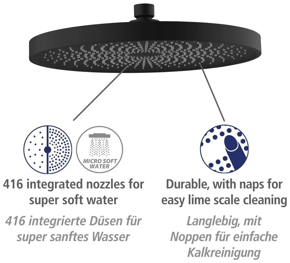 Czarny zestaw prysznicowy ze stali nierdzewnej 120 cm Soft Water – Wenko
