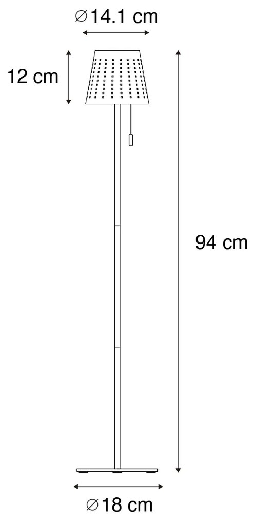 Lampa stojąca zewnętrzna niebieska z LED 3-stopniowy ściemniacz na solar - Ferre