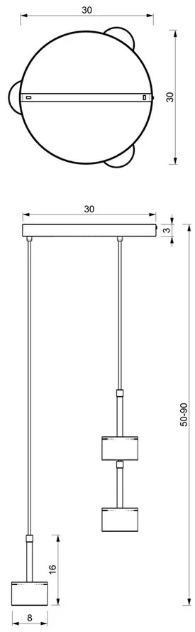 Czarno-złota wisząca lampa do kuchni - N022 S1-S88
