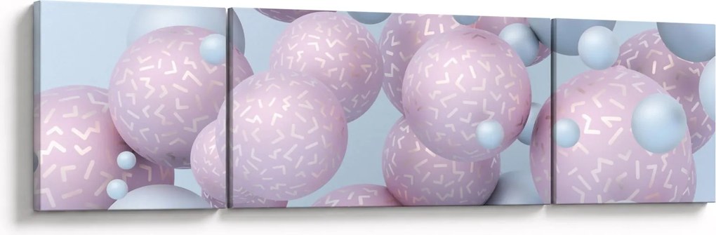 Malarstwo abstrakcyjne - Pastelowe kule (170x50 cm)
