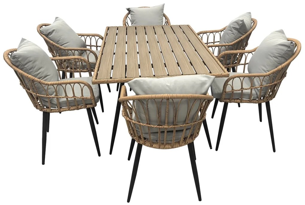 Krzesło ogrodowe Autronic, metal, polirattan, naturalny , AZ-F1406 NAT