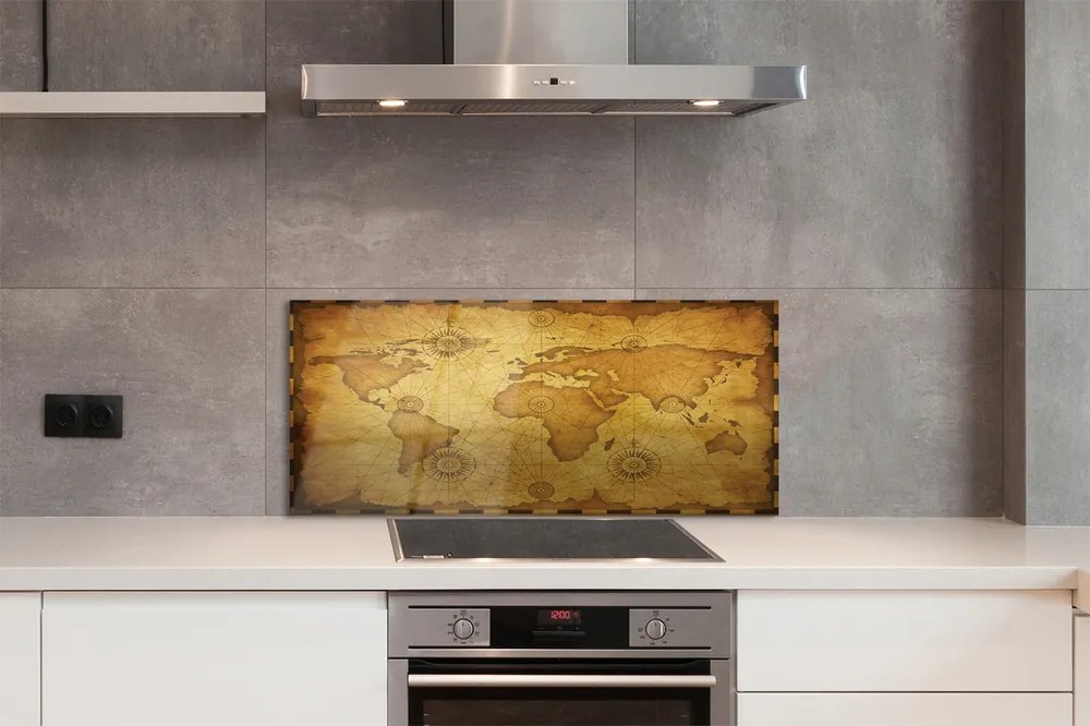 Szklany Panel Mapa z Efektem Nadpalenia