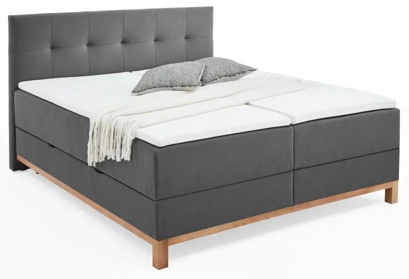 Ciemnoszare łóżko boxspring ze schowkiem 180x200 cm Catania − Meise Möbel