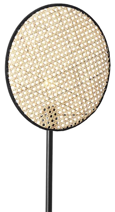 Lampa podłogowa rustykalna czarna z rattanu 35 cm - KataKolonialny Oswietlenie wewnetrzne