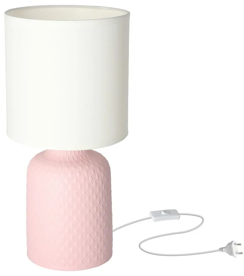 Różowa lampa stołowa z tekstylnym kloszem (wys. 32 cm) Iner – Candellux Lighting