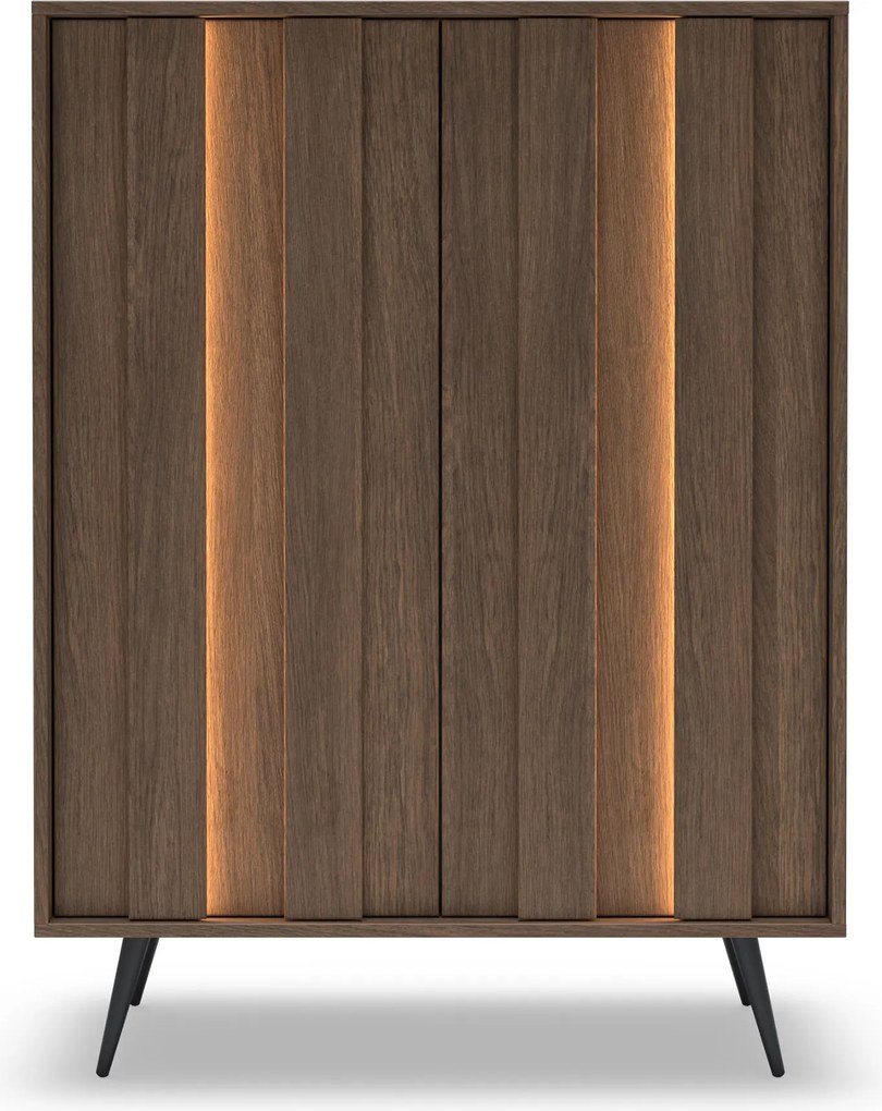 Komoda wysoka Flaro 93 cm z oświetleniem - dąb dunin