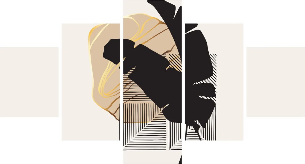 Obraz - Abstrakcja z tropikalnymi liśćmi N⁰4 (125x70 cm)