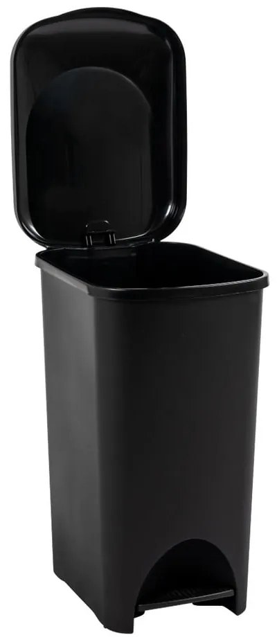 Czarny plastikowy kosz na śmieci na pedał 40 l – Addis