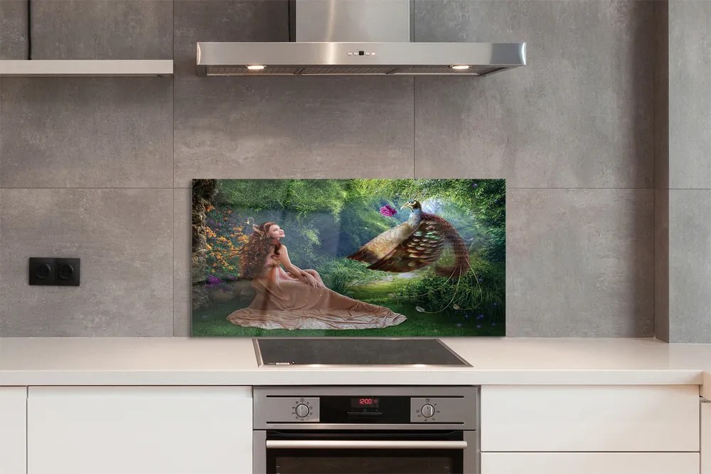 Szklany Panel Bażant kobieta las