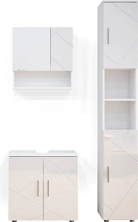 Zestaw mebli łazienkowych biały wysoki połysk 80x41x58.6 irma