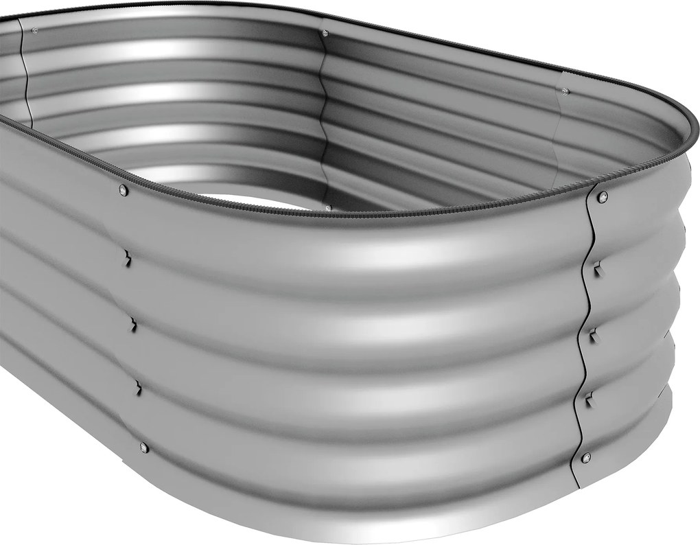 Outsunny Hochbeet Donica Warzywna, modularne łóżko wysokie, zabezpieczone krawędzie, design bez dna,  105 x 62 x 30 cm, Srebrny