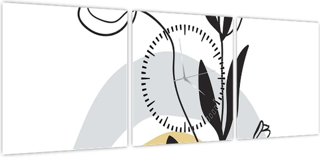 Obraz - Kwiaty w wazonie N⁰1 (z zegarem) (90x30 cm)