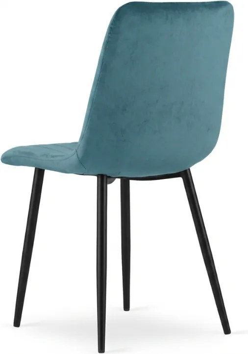 Aksamitne krzesło LAVA PETROL BLUE w kolorze nafty z czarnymi nogami
