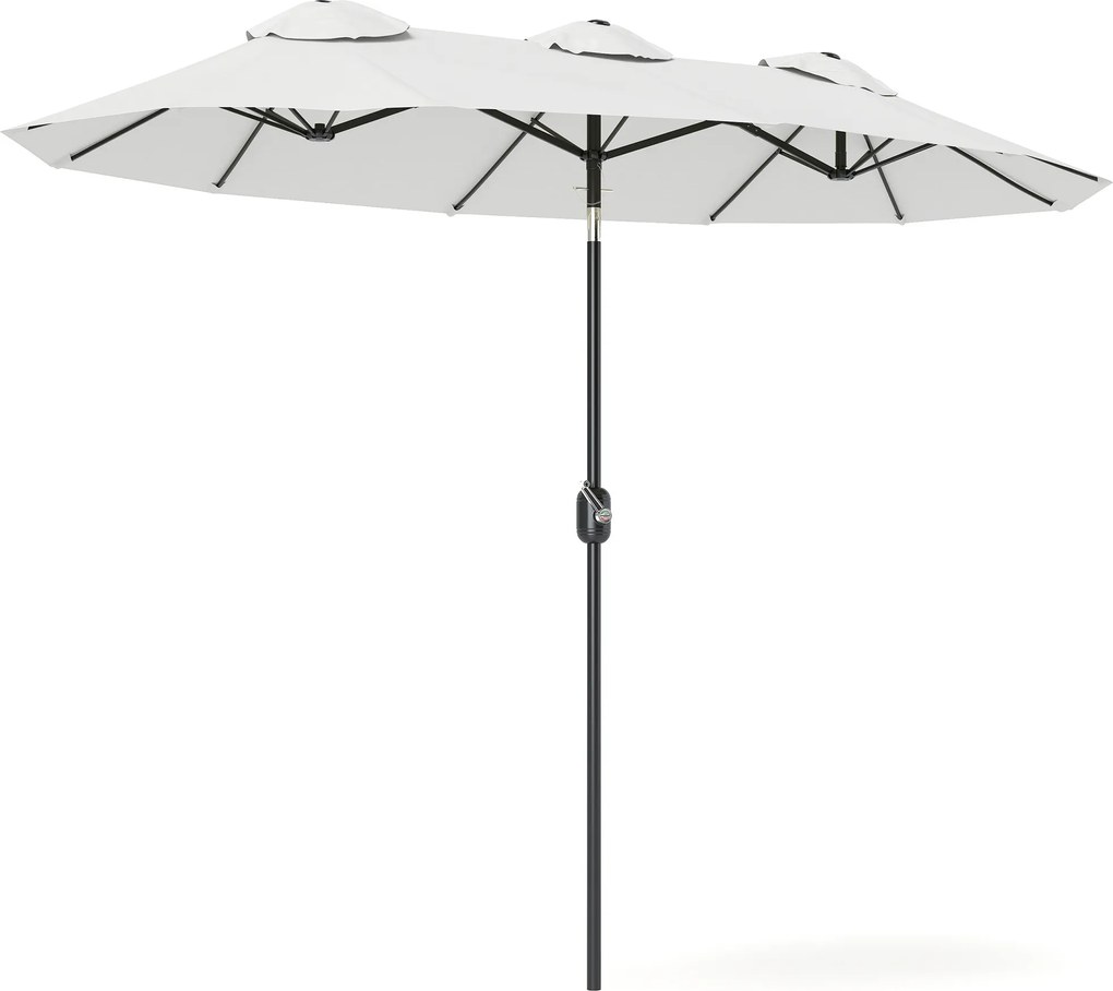 Outsunny Parasol słoneczny, parasol ogrodowy, regulowany, z korbą, z otworami wentylacyjnymi, poliester+stal, kremowy, 295 x 152 cm | Aosom PL