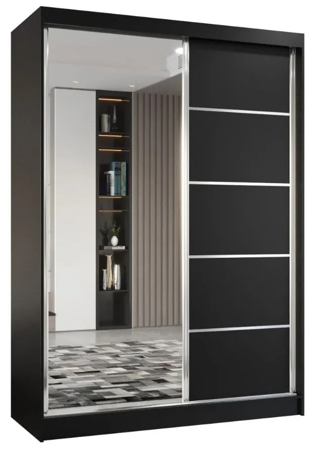 Szafa przesuwna - Marco 150 cm, czarny mat
