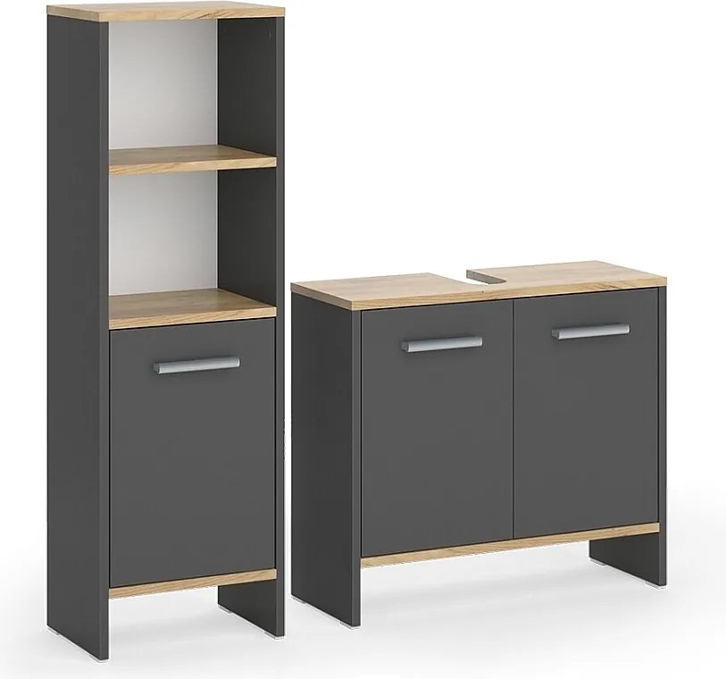 Zestaw mebli łazienkowych antracyt/złoty dąb 63.8x26.3x57 karli