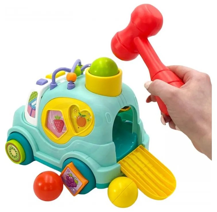 Woopie baby interaktywny samochodzik muzyczny sorter montessori niebieski