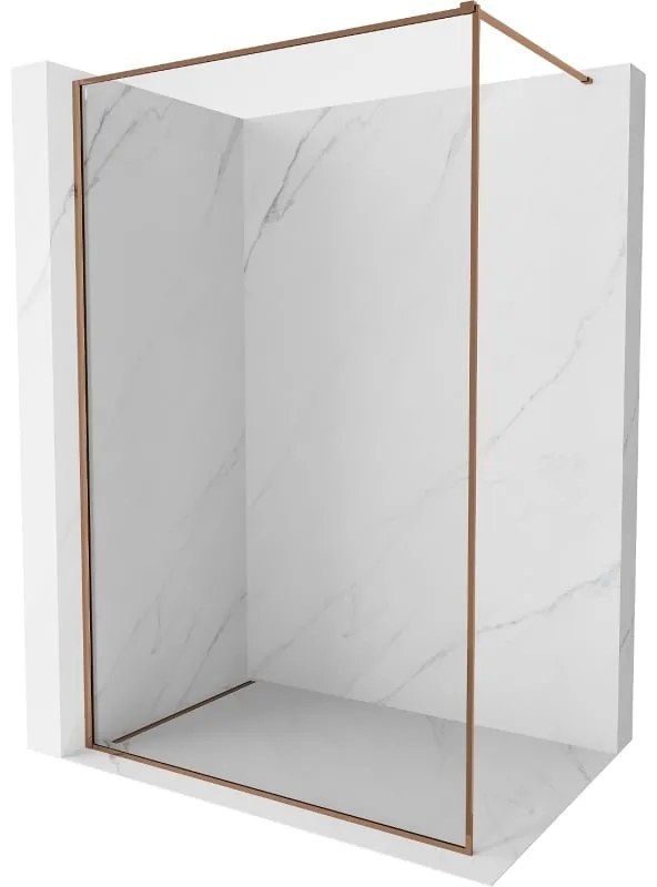Mexen Kioto-XF ścianka prysznicowa Walk-in z ramką 100 x 202 cm, transparent 10 mm, różowe złoto - 800-100-104-60-00-X