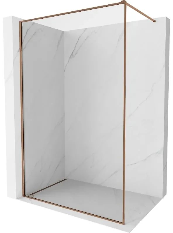 Mexen Kioto-XF ścianka prysznicowa Walk-in z ramką 100 x 202 cm, transparent 10 mm, różowe złoto - 800-100-104-60-00-X