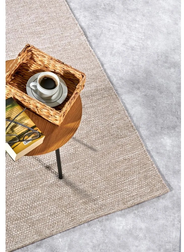 Beżowy dywan z mieszanki wełny tkany ręcznie 120x170 cm Pradesh Linen White – Elle Decoration