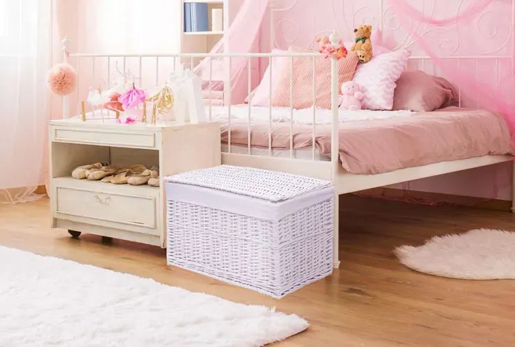 Wiklinowy Kufer Biały Na Zabawki G8-R34