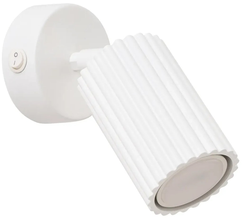 Kinkiet KARBON biały ryflowany z włącznikiem SOLLUX  LIGHTING