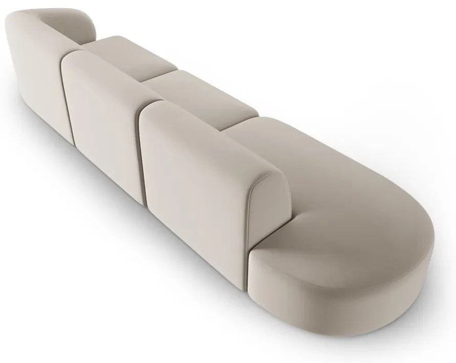 Beżowa aksamitna sofa prawostronna 311 cm Paolo – Milo Casa