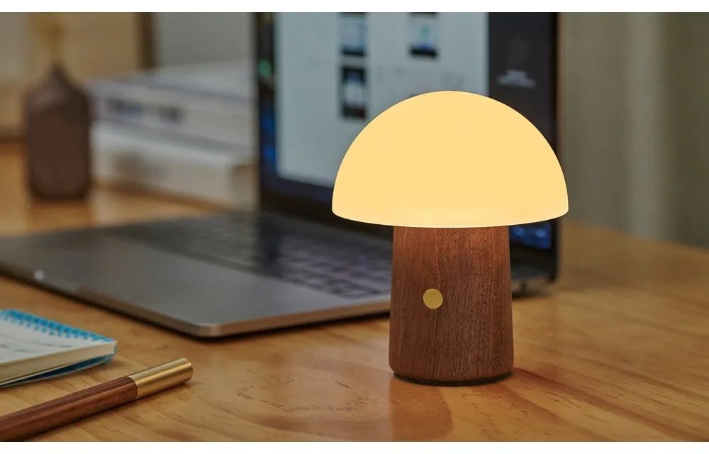 Biała/w ciemnym naturalnym kolorze lampa stołowa LED (wysokość 12,5 cm) Alice Mushroom – Gingko