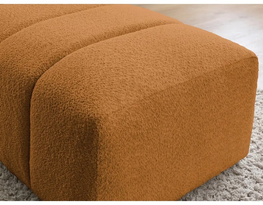 Musztardowy podnóżek z materiału bouclé Annecy – Bobochic Paris