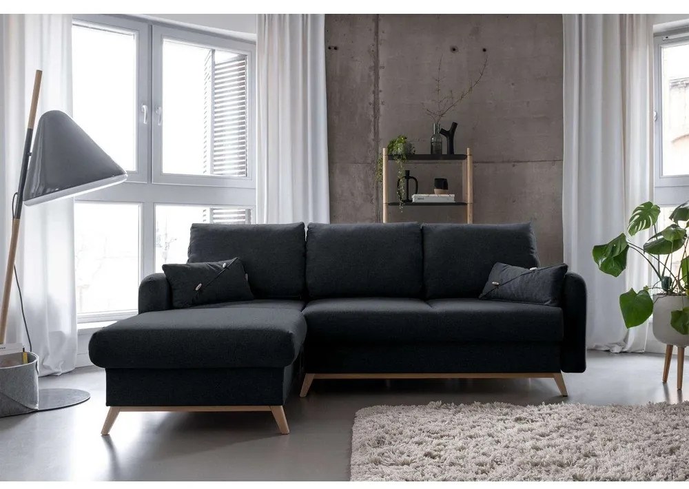 Ciemnoszary narożnik rozkładany Miuform Scandic Lagom, lewostronny