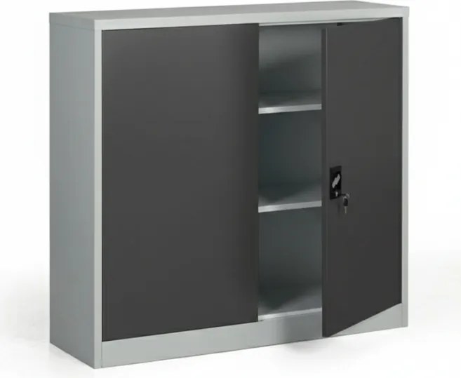 Metalowa szafa, demontowana, 2 półki, 1200 x 1150 x 400 mm, ciemnoszara