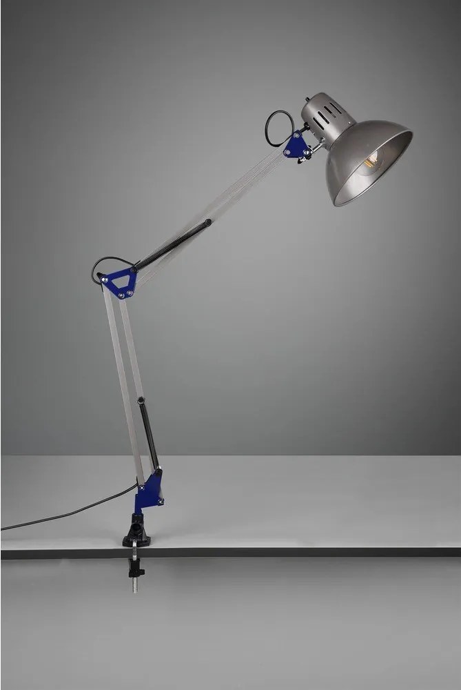 Lampa stołowa z elastyczną konstrukcją/z klipsem w kolorze srebra (wysokość 73,5 cm) Tajo – Trio