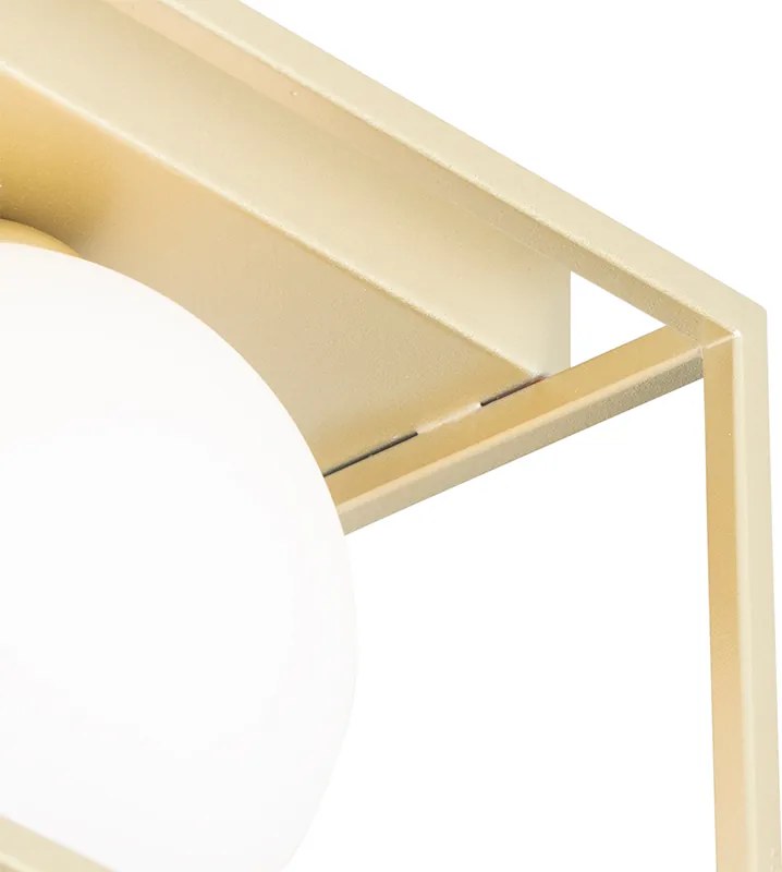 Designerska lampa sufitowa złota z białym szkłem 2-światła - Aniek