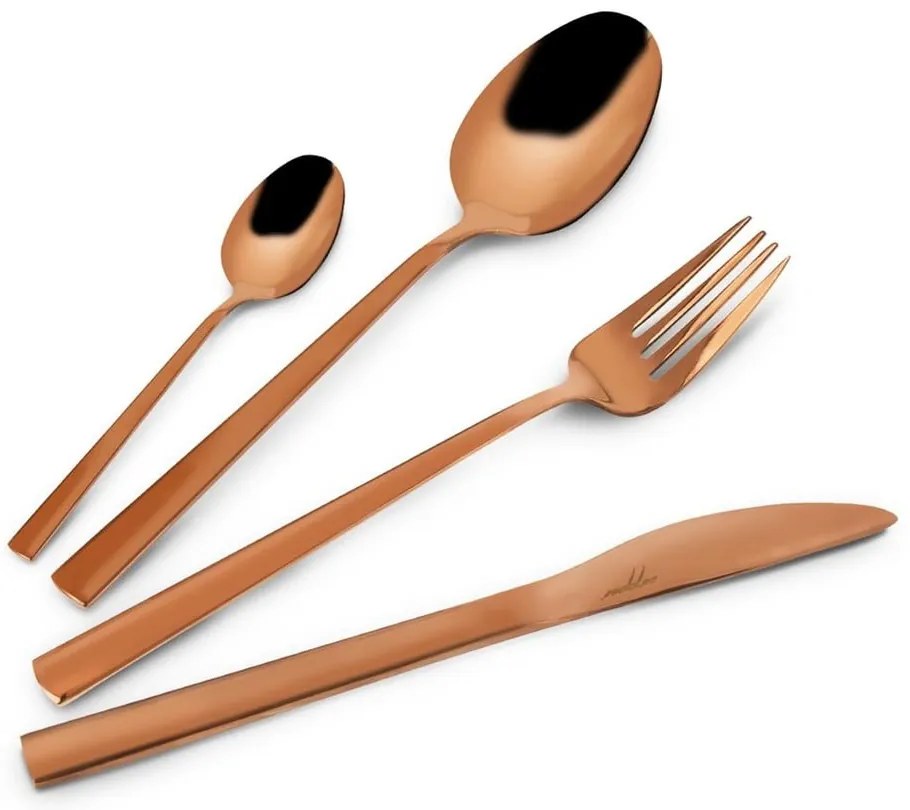Sztućce ze stali nierdzewnej w kolorze miedzi 24 szt. Copper – Orion