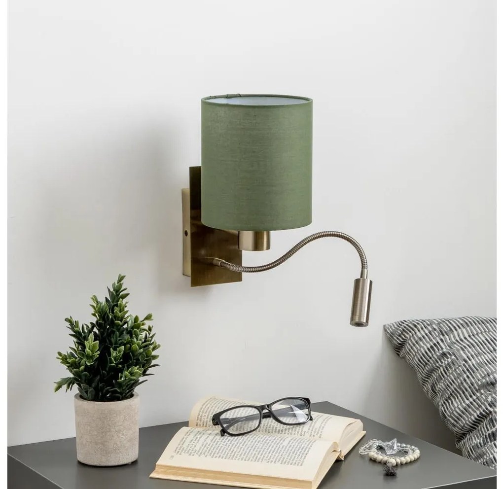 Brilagi - LED Kinkiet NUBILA 1xE27/25W/230V + LED/3W mosiądz/zielony