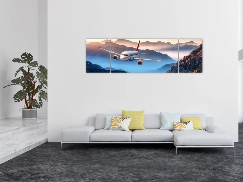Obraz - Samolot nad szczytami gór (170x50 cm)