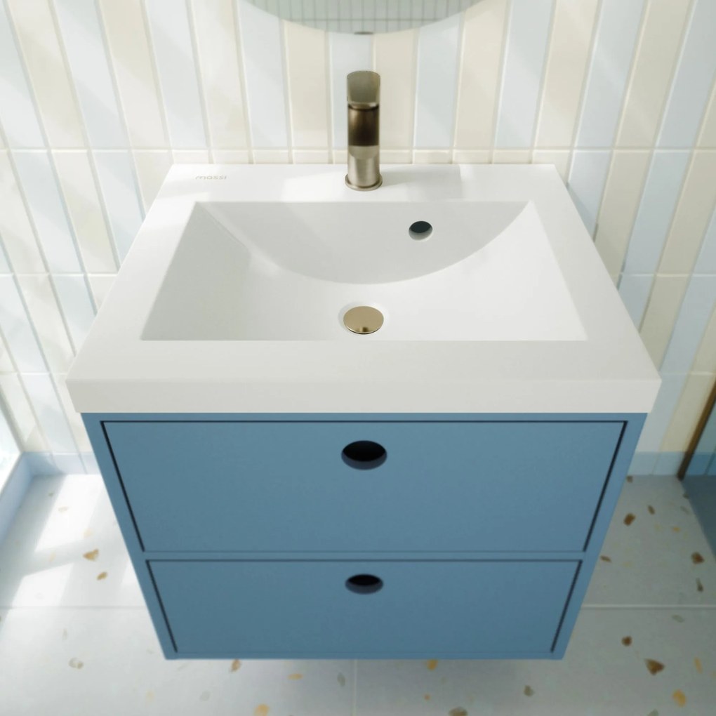 Umywalka wpuszczana w blat z konglomeratu WAVE 60 cm