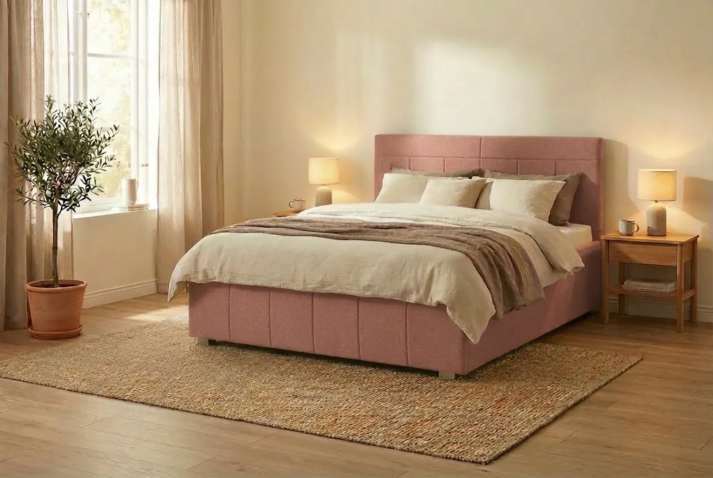 Łóżko RAM 160x200 cm Różowy Bez materaca