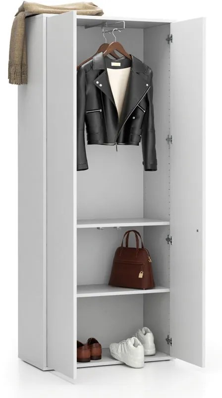 Szafa ubraniowa biurowa LAYERS wysuwana, 800 x 400 x 1905 mm, biała