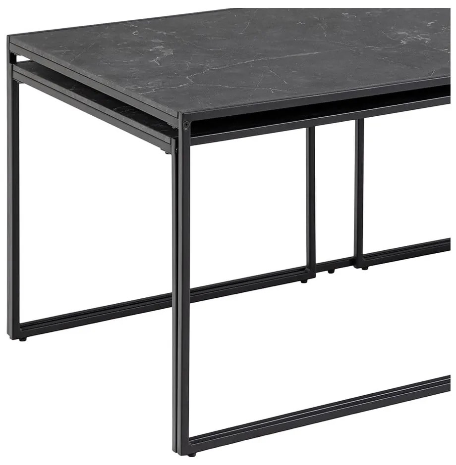 Stoliki z blatem w dekorze marmuru w kolorze matowej czerni zestaw 3 szt. 60x120 cm Infinity – Actona